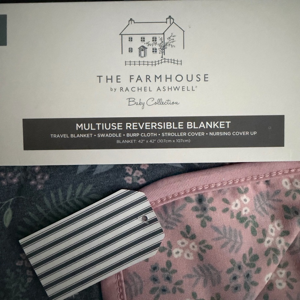 NEW Reversible Baby Blanket Multi-use Floral The Farmhouse | Rachel Ashwell - Picture 4 of 6